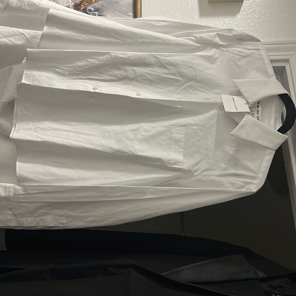 Comme Des Garçon cotton LS Ruffle Back Button Up - Picture 3 of 7